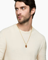 Shield Amulet in 18K Yellow Gold with Tiger’s Eye and Cognac Diamonds, 27mm